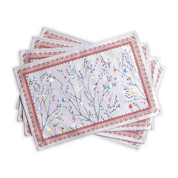 Maison d' Hermine Fairy Christmas 100% Cotton Set of 4 Placemats for Dining Table Kitchen Wedding Everyday Use Dinner Parties (13 Inch by 19 Inch)