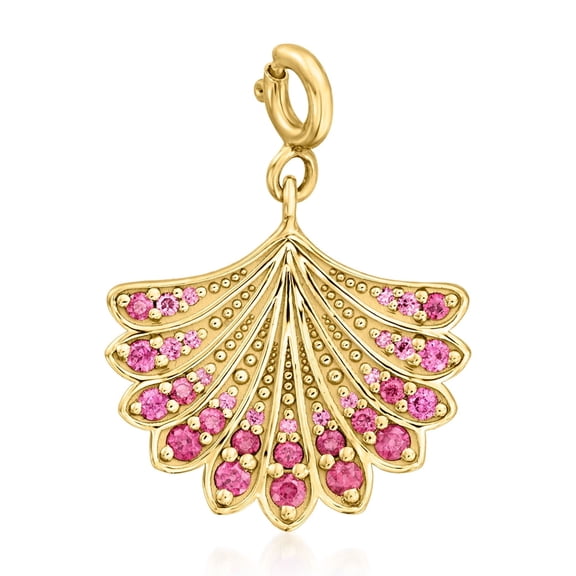 Ross-Simons 0.60 ct. t.w. Rhodolite Garnet Seashell Charm in 18kt Gold Over Sterling, Women's, Adult