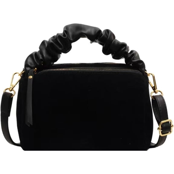 Baguery Women's Trendy Ruched Handle Faux Suede Crossbody Bag - Multi-Carry Stylish Handbag for Work & Casual (3 Colors)​