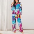 thumbnail image 2 of Hirioo Tropical Flamingo Summer for Women's Pajama Sets 2 Piece Pjs Women's Long-Sleeved Pajama Set Button Down Sleepwear,S-XXL-, 2 of 7