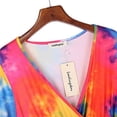thumbnail image 4 of Women Deep V Neck Empire Waist Skater Dress Long Sleeve Tie Dye Printed Casual Swing Dresses, 4 of 9