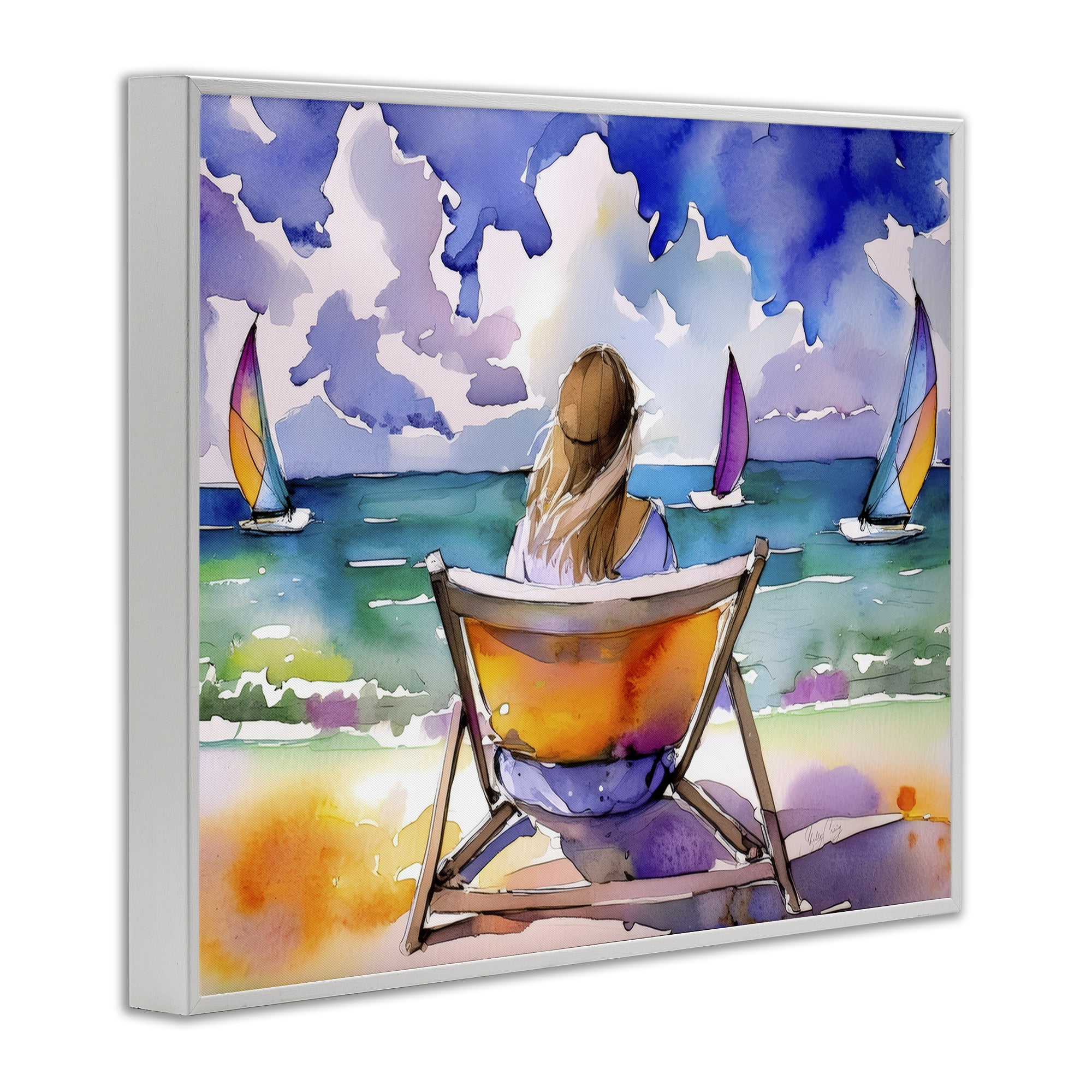 Stupell Industries Front Row to Paradise White Framed Giclee Art, design by Shelly Craig