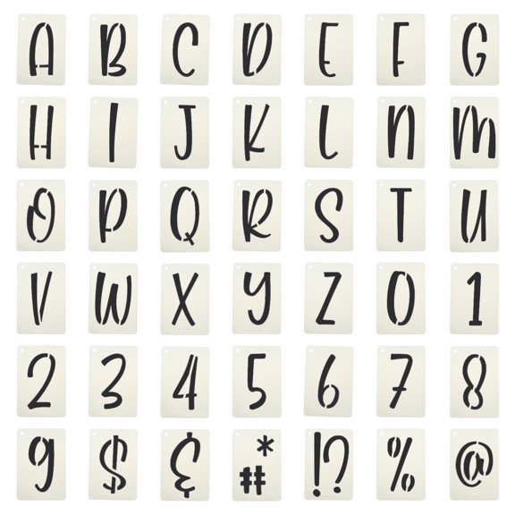 Plantillas de Letras y Números Uxcell de 4", 42 Piezas Plantillas Rectangulares Reutilizables para Pintar en Pared, Madera, Tela, Señalización, Estilo de Letras Mayúsculas