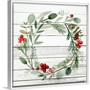 My Texas House - Holly Wreath Framed Canvas Wall Art - 30x30