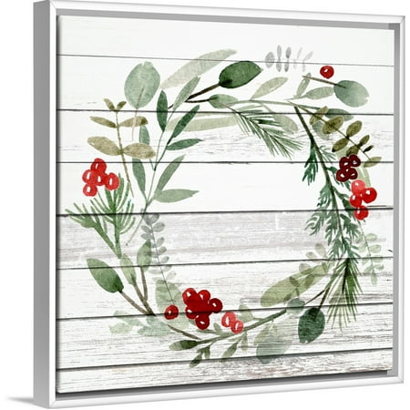 My Texas House - Holly Wreath Framed Canvas Wall Art - 30x30