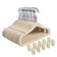 thumbnail image 1 of Finnhomy Perchas Antideslizantes para Bebés y Niños, Paquete de 30 Perchas de Terciopelo con 10 Clips para Dedos,Beige, 1 of 5