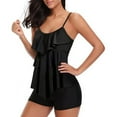 thumbnail image 1 of AMERTEER Women‘s Tankini Set V-Neck Ruffle Layered Two Piece Swimsuits Solid Adjustable Strap Flounce Bathing Suits Swimwear, 1 of 10