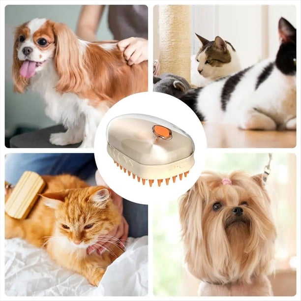 Cepillo para Mascotas Steamy, Cepillo para Quitar Pelo de Perro Autolimpiante con Vapor, Cepillo Recargable para Quitar Pelo de Perro Steamy A