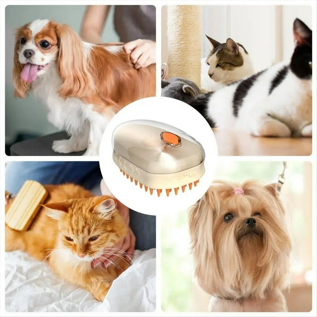Cepillo para Mascotas Steamy, Cepillo para Quitar Pelo de Perro Autolimpiante con Vapor, Cepillo Recargable para Quitar Pelo de Perro Steamy A