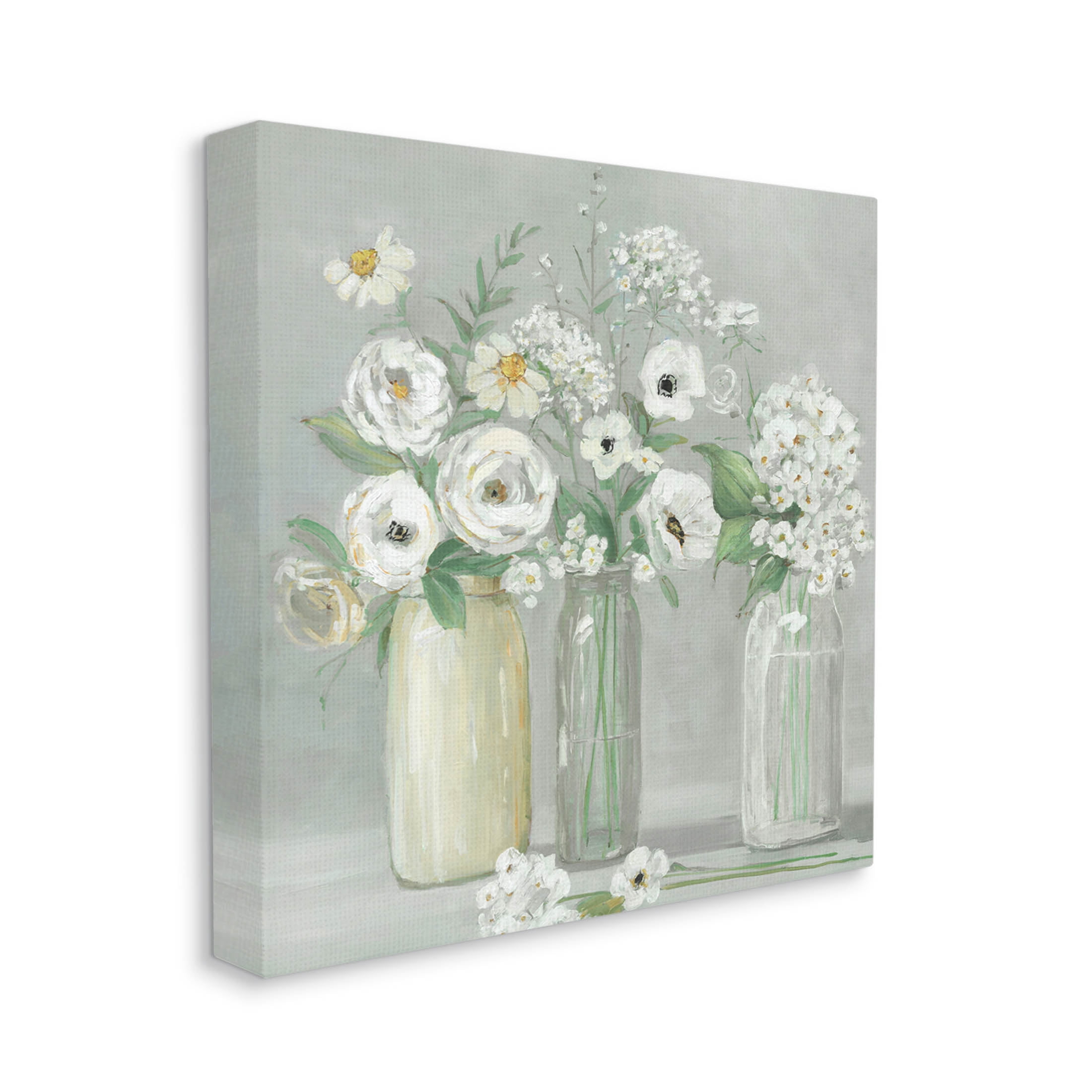 Soft White Mixed Floral Arrangement Botanical & Floral Graphic Art Gallery Wrapped Canvas Print Wall Art