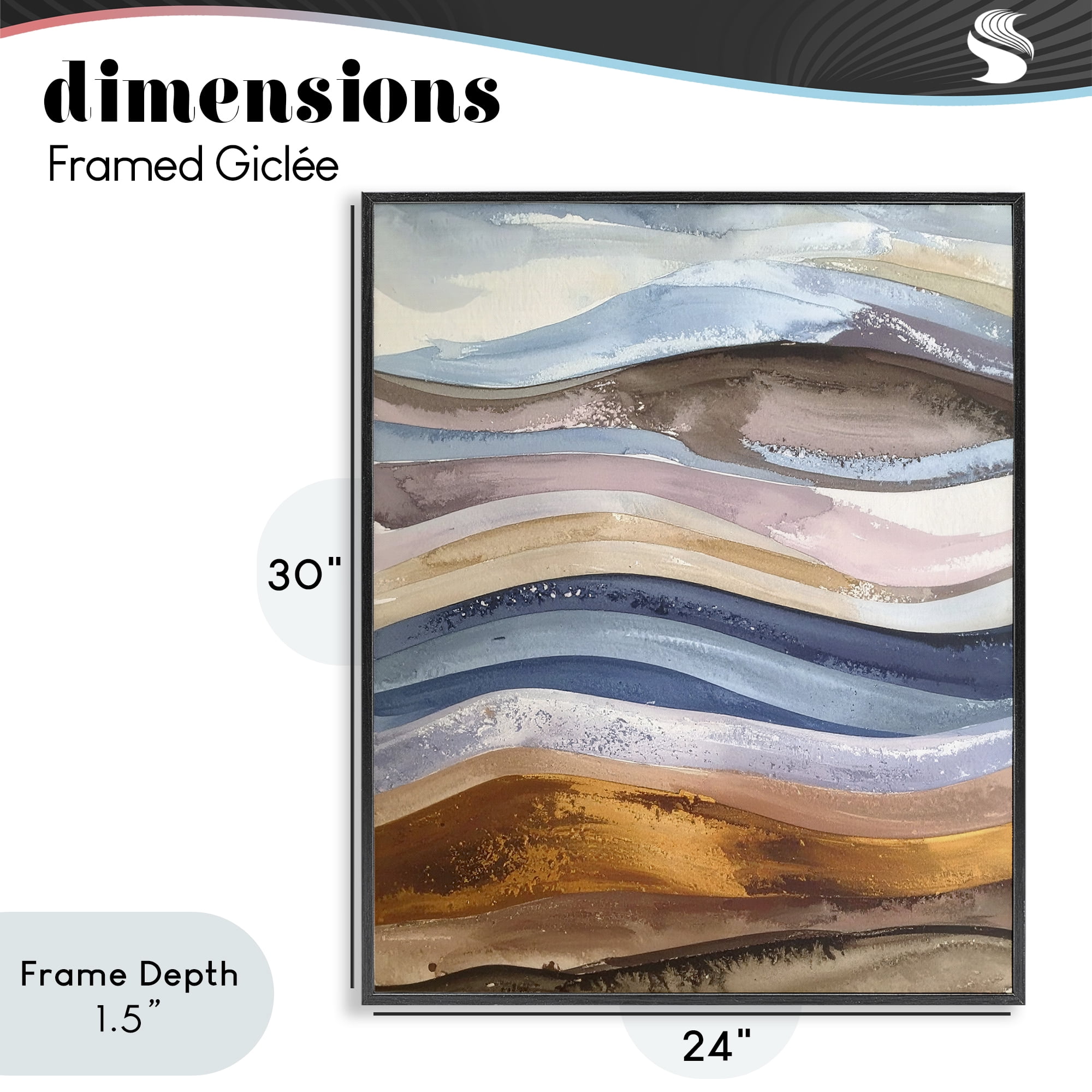 Stupell Industries Ocean Flow Layers Black Framed Giclee Art, design by Alonza Saunders