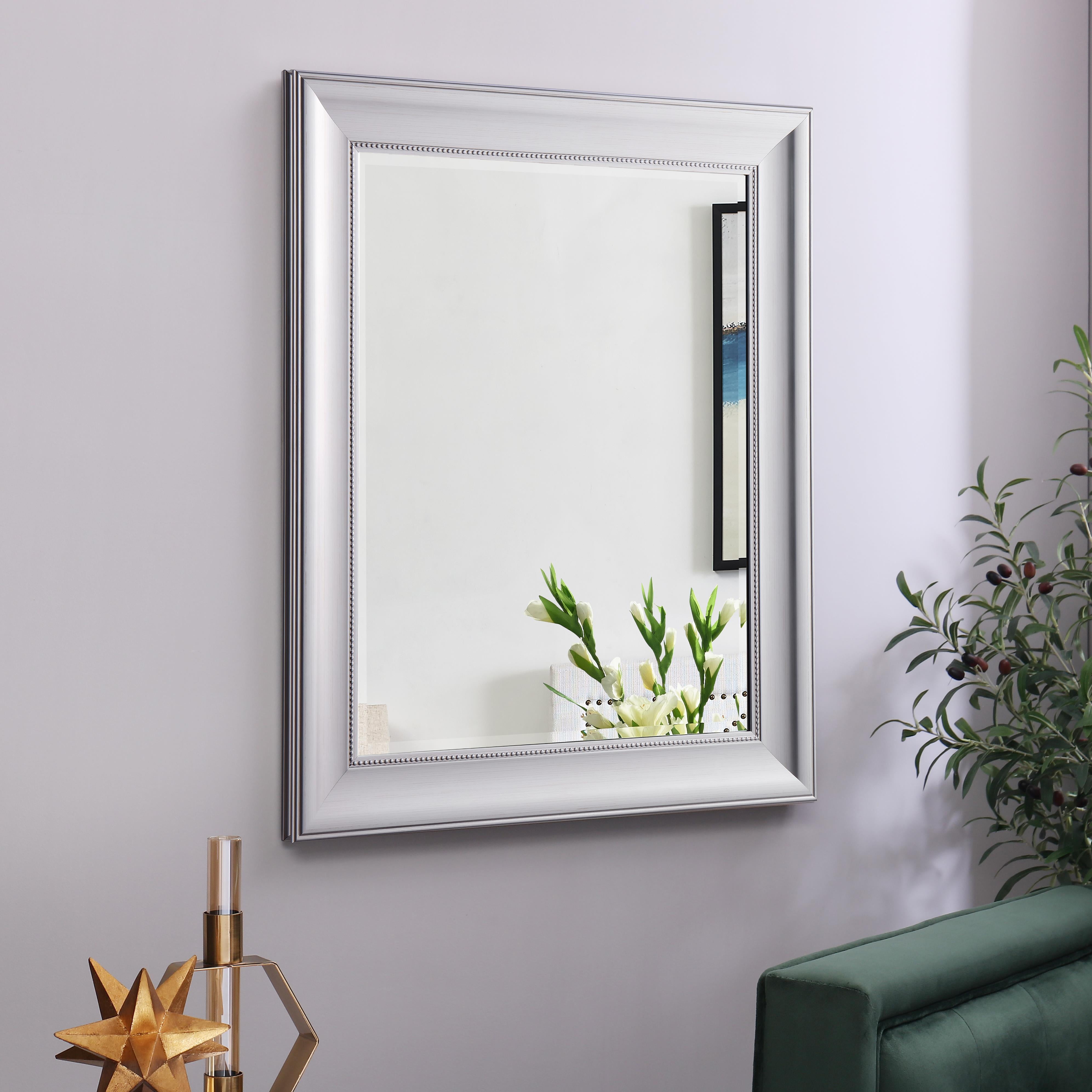 Beaded Framed Wall Mirror Silver 36 X 30 By Naomi Home