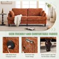 thumbnail image 6 of 68.9" Sofa Couch,Modern 2 Seater Upholstered Loveseat Sofa Couch with LED light&USB for Living Room,Bedroom,Orange, 6 of 8