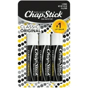 ChapStick Classic (3 Sticks) Original Flavor Skin Protectant Flavored Lip Balm Tube, 0.15 Ounce Each