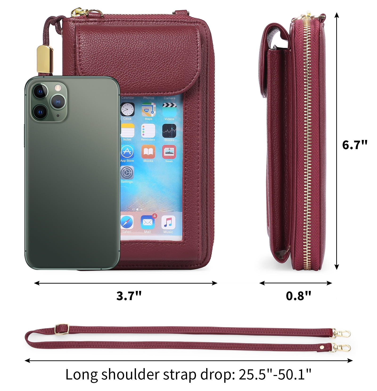 FALAN MULE Small Cell Phone Crossbody Bag Purse for Women, PU Leather Wallet Purse