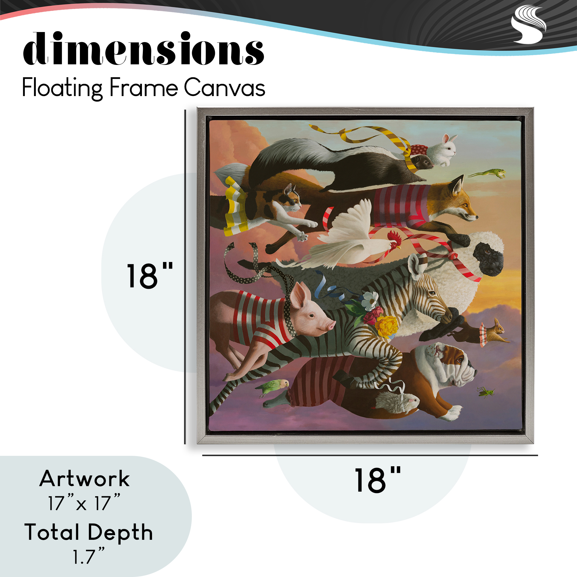 Thick As Thieves Animals Gray Framed Floater Canvas Wall Art, design by Heather Gauthier