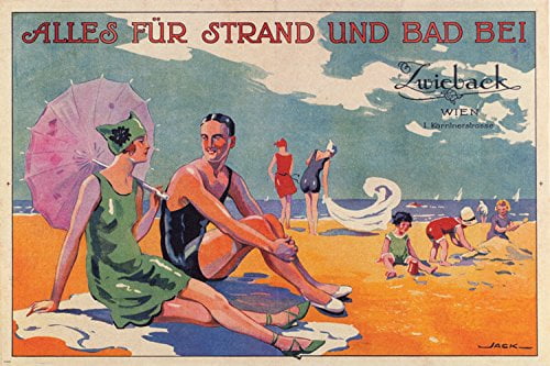 ZWIEBACK WIEN vintage ad poster AUSTRIA 1925 24X36 NEW beach SCENE superior