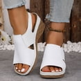 thumbnail image 3 of Platform Wedges Heels for Women Comfy Orthopedic Sandals Open Toe Splice Leather Back Strap Walking Shoes White Size 9.5, 3 of 7