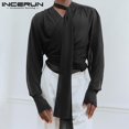 thumbnail image 2 of INCERUN Tops 2024 Estilo americano Camisas de diseño de nudo de moño fino con perspectiva para hombre Blusa de manga larga informal a la moda para hombre S-5XL, 2 of 5
