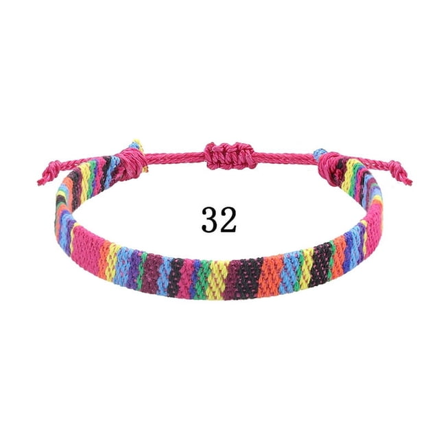 Tobillera de algodón y lino con tejido de arcoíris y cuerda ancha para actividades en todos los colores