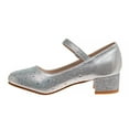 thumbnail image 2 of Badgley Mischka Little Kids Girls Block Heel Rhinestone Dress Shoes,   Silver, 1, 2 of 7