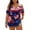 Dark Blue, variant on Women’s Short Sleeve Cold Shoulder Top with Star and Floral Print Loose Fit Casual Independence Day Style Blouse for Summer