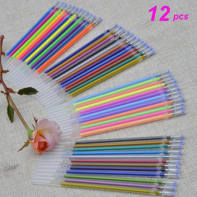 Kit de Repuesto de Minas para Bolígrafos de Colores (12 Unidades, 0,5 Ml) para Escritura y Dibujo | Puntas Multicolor para Una Escritura Fluida | Orificios Internos de 2,0 Mm para Mayor Durabilidad |