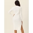 thumbnail image 4 of DARING DIVA Slim Fit Ribbed Knit Bodycon Sweater Dress L White, 4 of 6