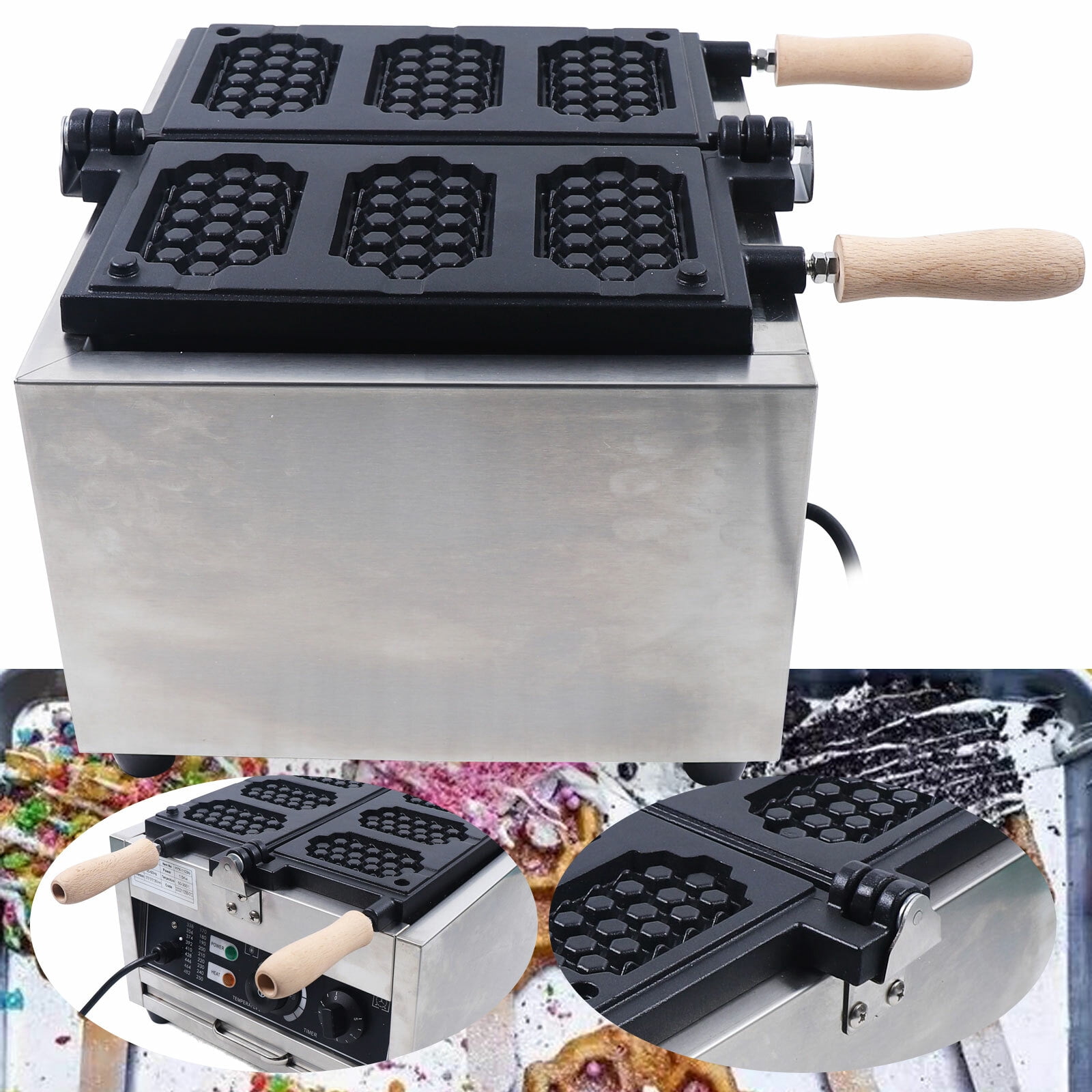 3-Grid Waffle Maker, Electric Flip Waffle Machine, Nonstick Aluminum Plates, 110V, 1500W, Fast Even Heating, Easy Cleaning, No Stick, Quick Release, Rotating Grid, Kitchen Breakfast Appliance