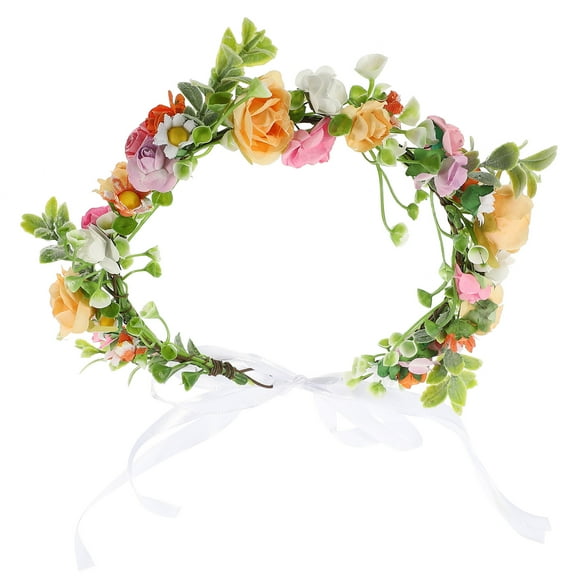 Bride Badge Floral Wreath Bridal Headband Hair Garland Accessory for Miss Wedding