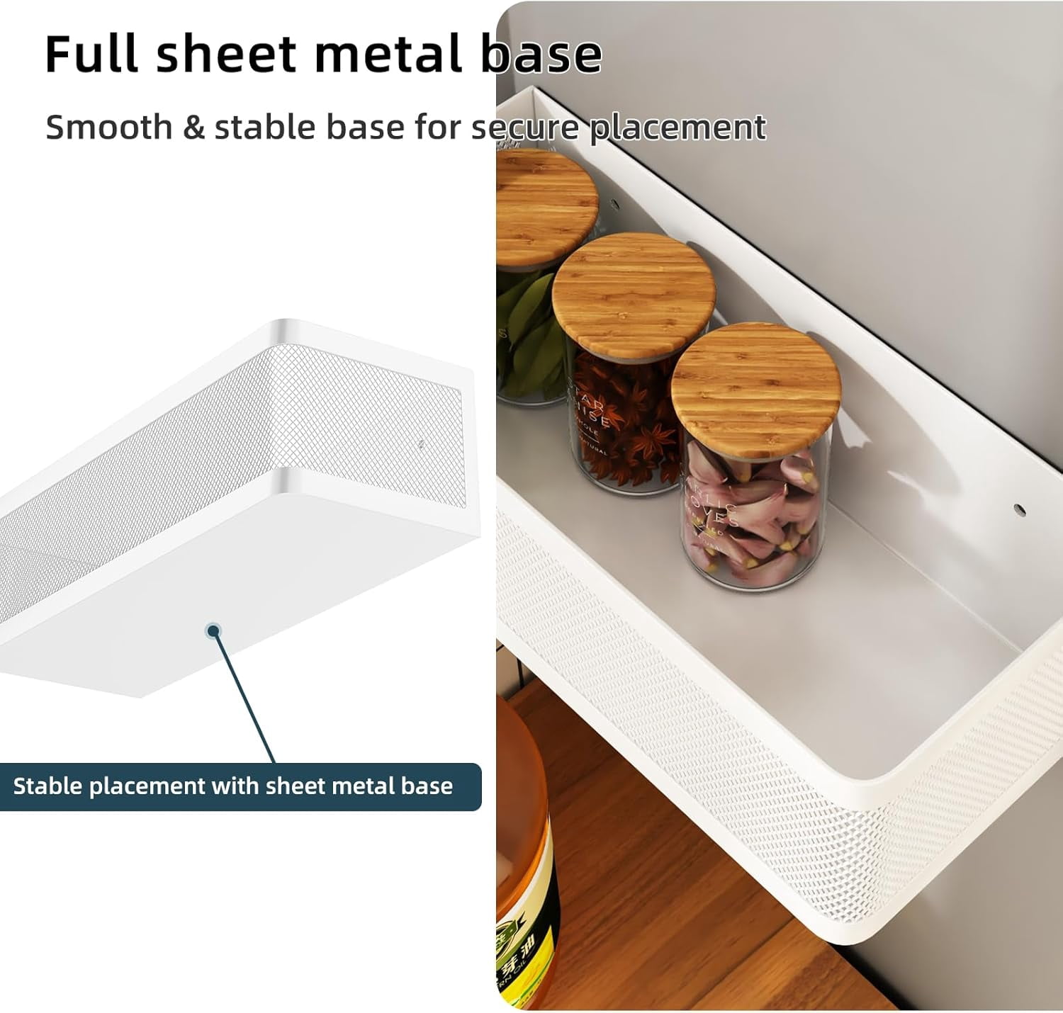2 Pack Magnetic Shelves for Washing Machine, White Metal Storage Baskets Organizer