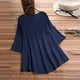 thumbnail image 3 of Puntoco Mujer Vintage Jacquard Tres Cuartos Encaje Cuello en V Tallas grandes Top Camiseta Blusa Puntoco Puntoco-4057, 3 of 5