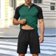 thumbnail image 1 of Ceisia Men's Slim Fit Waffle Knit 2-Piece Set Raglan Sleeve Henley Short Sleeve T-Shirt with Elastic Waist Drawstring Shorts Gifts, 1 of 6