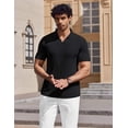thumbnail image 3 of COOFANDY Men' Muscle V Neck Polo Shirts Slim Fit Short Sleeve Golf T-Shirts Ribbed Knit Soft Tees, 3 of 6