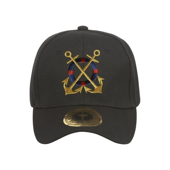 Golden Anchors Black Adjustable Baseball Cap