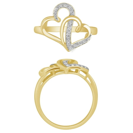 Diamond Dual Heart Ring in 10 Karat Yellow Gold