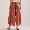 thumbnail image 4 of Dwellite Lace Trim Wide Leg Pants for Women 2026 Spring Summer Cropped Lightweight Casual Pants Red XL, 4 of 6