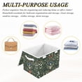 thumbnail image 6 of Yayeee Collapsible Storage Bin with Lid Fabric Closet Decorative Basket with Handles, Green Flowers Pattern, 6 of 7