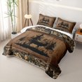 thumbnail image 3 of meiyoeat Jungle Deer Silhouette Bed Spread Queen For Boys,Rustic Farmhouse Hunting Queen Coverlet Set For Kids,3pcs, 3 of 7