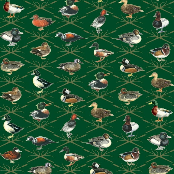 Reeds and Ducks Pattern Mallard Wood Redhead Hooded Merganser Premium Roll Gift Wrap Wrapping Paper