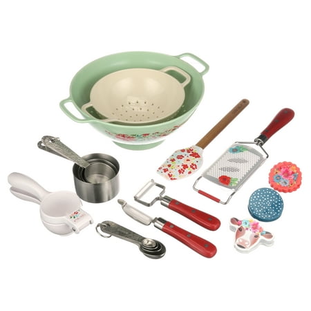 The Pioneer Woman 18-Piece Complete Kitchen Cooking, Baking, and Prep Set, Red/Floral
