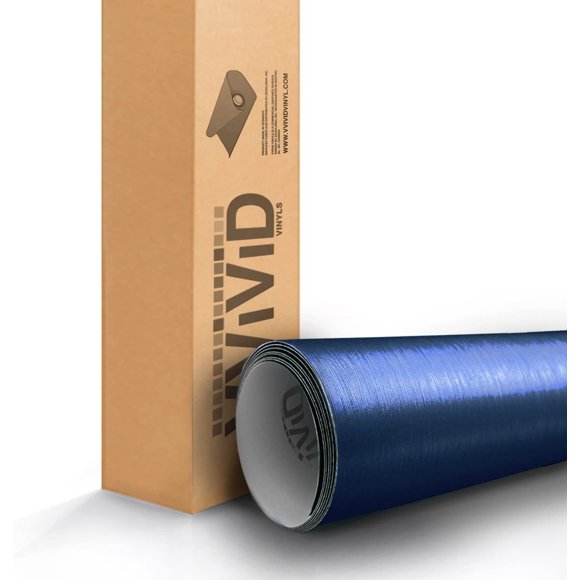 Navy Blue Brushed Metal Vinyl Wrap Roll with VViViD XPO Air Release Technology - 1ft x 5ft