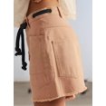 thumbnail image 6 of Women's Denim Drawstring Pockets High Rise Knee Length Pants Jorts Shorts for Casual Summer Orange S, 6 of 8