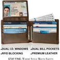 thumbnail image 5 of Microseven RFID Blocking Full Grain Crazy Horse Genuine  Leather Men's Bifold Center Flap Wallet, 5 of 6
