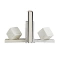 thumbnail image 6 of CosmoLiving by Cosmopolitan 6" Cube Geometric 10 lbs White Marble Bookends (Set of 2), 6 of 7