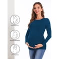 thumbnail image 2 of Bearsland Women's Long Sleeve Maternity Shirts Casual Tunic Side Ruched Tops Pregnancy Clothes 3-Pack, 2 of 9