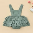thumbnail image 3 of POINTERTECK Baby Summer Ruffle Romper  Sleeveless Elastic Waist Rainbow Embroidery Strap Bodysuit, 3 of 6