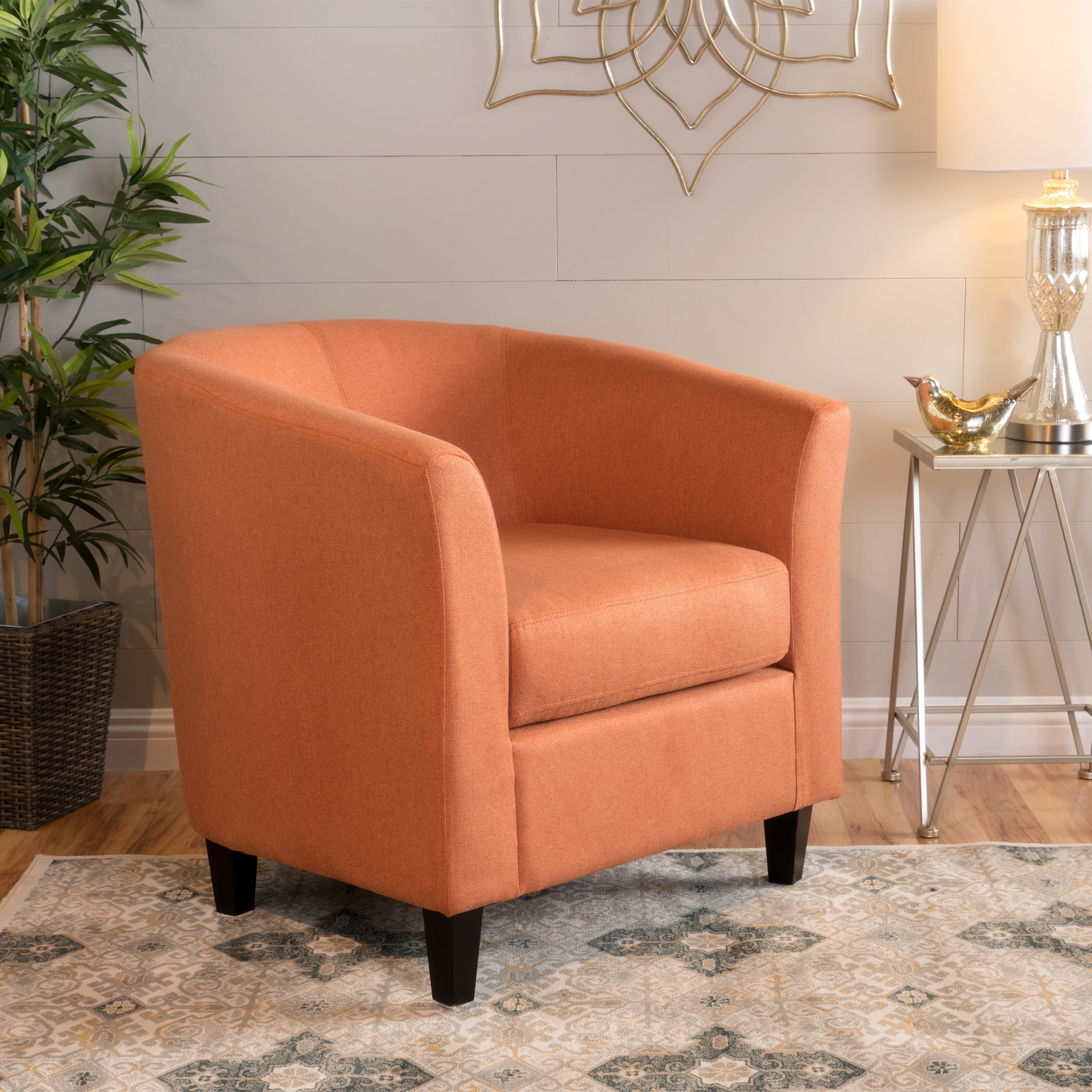 Noble House Lissa Fabric Club Accent Chair Orange