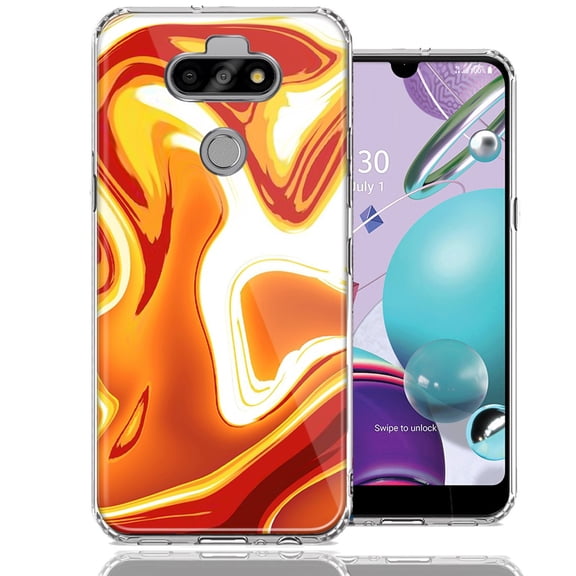 MUNDAZE For LG Aristo 5/K31/Fortune 3 Orange White Abstract Design Double Layer Phone Case Cover