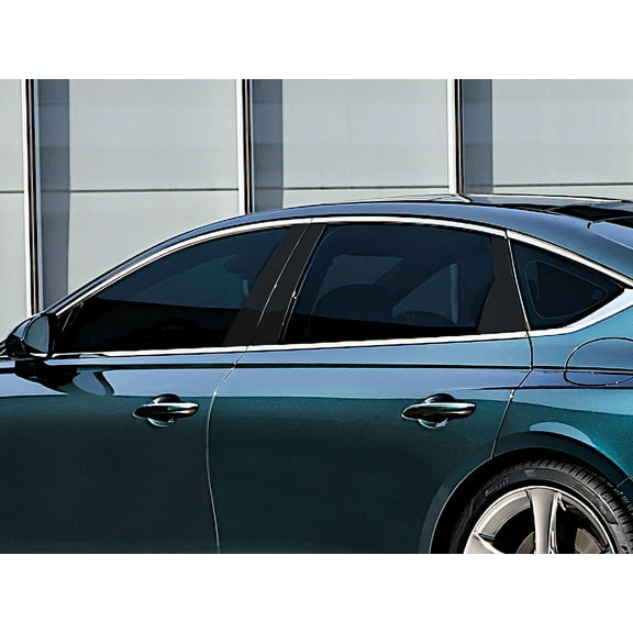 Rvinyl Pillar Post Window Trim Compatible with Genesis G80 2017-2020 - Matte (Black)